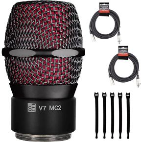 sE Electronics - V7 MC2 Mic Capsule for Sennheiser Wireless - Black - Bundle with 2 XLR Cables and 5 Cable Ties