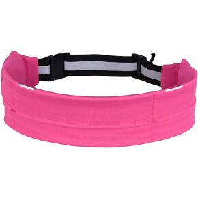 Running Belt Waist Pack, Ultra Slim men's and women's running belt, Sports and Fitness Three Pocket Waist Pack, Safe running belt for All Cell Phones, Adjustable Reflective Running fanny pack