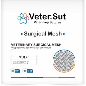 VeterSut Veterinary Mesh Polypropylene Synthetic Non-Absorbable Mesh 3" x 6"