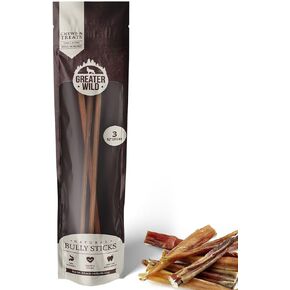 6 Inch Bully Sticks Dog Treats, 25 Pack, Standard Thickness - Single Ingredient 100% All Natural Beef, Long Lasting Dog Chews