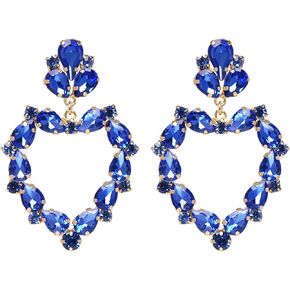 MuagoChic Sparkly Rhinestone Heart Dangle Earrings for Women Trendy Crystal Drop Earrings Prom Wedding Bridal Accessories