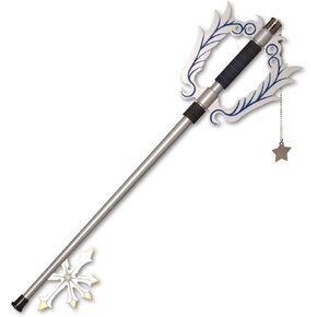 ZKBWFLA من الفولاذ الكربوني Sora KingdomHearts Keyblades أبيض/أسود/أصفر مفتاح معدني حقيقي حوالي 34 بوصة دعامة للحفلات التنكرية