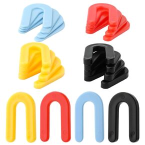 100pcs Plastic Shims, Horseshoe Shim Spacers U Shims Spacers Plastic Shims for Leveling Black 1/4", Yellow 3/16", Red 1/8", Blue 1/16"