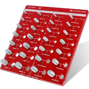 Thread Checker, 28 Nut and Bolt Thread Checker, Bolt Size and Thread Gauge Standard and Metric, Bolt and Nut Identifier Gauge, Durable Inch and Metric Screw Size and Thread Gauge Measuring Tool