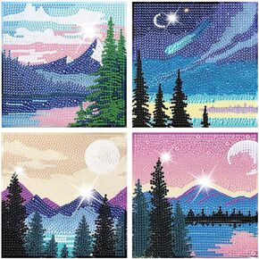 ARTMYRUI 4 مجموعات من مجموعات الطلاء الماسي، مجموعات رسم ماسية سهلة للمبتدئين، مجموعات فنية ماسية عصارية 5D، نباتات DIY نقاط ماسية، حرف جوهرة كبيرة لهدايا ديكور الحائط المنزلي (6 × 6 بوصة). in Kuwait