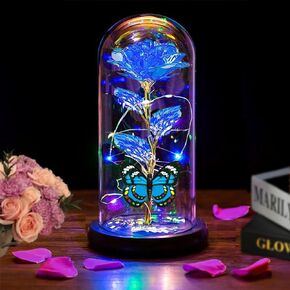 Mothers Day Flowers Gifts for Mom Wife Grandma,Light Up Rose Flower Gifts for Mom, Mother's Day Rose Gifts for Mom from Daughter, Butterfly Birthday Gifts for Mom,Graduation Gifts for Her Purple