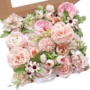 Serwalin Artificial Flowers Pink Wedding Flowers Silk Flowers with Stems Fake Cake Flowers for Wedding Bouquets Centerpieces Spring Decor Baby Shower Decoration