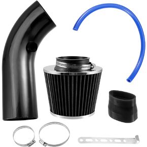 X AUTOHAUX 3 Inch Universal Cold Air Intake Pipe Kit Aluminum Alloy Air Filter Induction Hose Tube with Air Filter Black