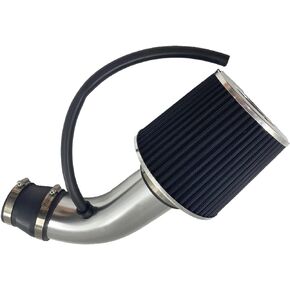 3-Inch Universal Cool Air Intake Kit Air Intake System Cold Air Intake Hose Pipe Induction Flow Tube Kit (Silver Tube & Black Filter)