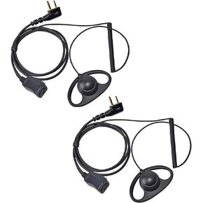 TWAYRDIO Walkie Talkie Earpiece with Mic for Midland Walkie Talkies, D-Shaped Headset Ear Piece with 2 Pin Connector for Midland GXT1000VP4 X-TALKER T51VP3 Two-Way Radios, Pack of 2