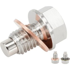 Dsnaduo 1PC M14x1.5MM Stainless Steel Engine Magnetic Oil Drain Plug Fits for Honda Accord Civic CR-V Odyssey, Acura Ford GM Mazda Hyundai KIA Audi RAM Yamaha And More Vehicles, Replace DP001