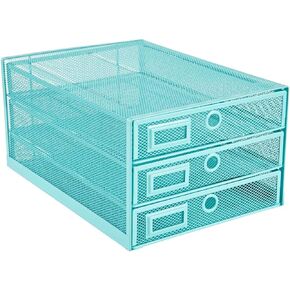 Annova Desk Organizer Wire Mesh 3 Tier Sliding Drawers Paper Sorter/Multifunctional/Premium Solid Construction for Letters, Documents, Mail, Files, Paper, Kids' Art Supplies - Black