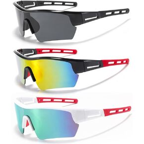 NICBOOY 3Packs Sports Sunglasses for Men Youth Women Baseball Sunglasses for Youth Softball UV Protection Cycling Sunglasses