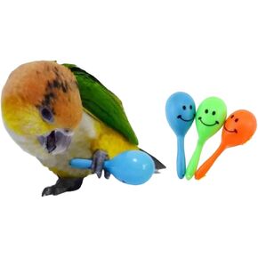 3PCS- Colourful Mini Ball Sand Hammer Parrot Rattle Shaker Musical Sound Toy Intelligent Sand Hammer Toys for Parakeets Canaries Cockatiels Conure Lovebirds(Random Color)