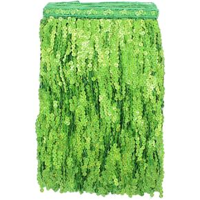 Yalulu 6.5 Yards/Lot 30CM Encryption Sequins Lace Tassel Fringe Trim for DIY Latin Dance Stage Costume Decor (Red)