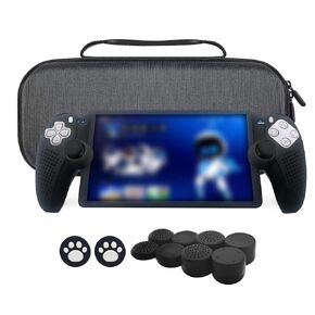 MOJOXR 3 in 1 Accessories Bundle for PS Portal, Hard Carrying Case & Silicone Protective Cover& Tempered Glass Screen Protector for PlaySation Portal Remote Player, Portable EVA Storage Bag for Travel