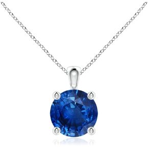 Angara Natural Blue Sapphire Solitaire Pendant Necklace for Women, Girls in Sterling Silver / 14K Solid Gold/Platinum September Birthstone, Jewelry Gift for Her, Birthday, Wedding, Anniversary
