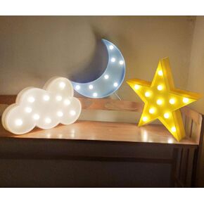 AUSAYE 3 PCS 3D Crescent Moon Light Cloud Led Star Lamp, Decorative Night Lights Room Decor NightLight for Kids Adults Birthday Christmas Gifts