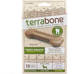 Presidio Terrabone Dental Chews, Dog Teeth Cleaning Treat, USA Made, Medium, 10 Treats