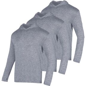 3 Pack Men's Sun Protection Hoodie UPF 30+ Long Sleeve Rash Guard Tee Moisture Wicking Pullover T-Shirts