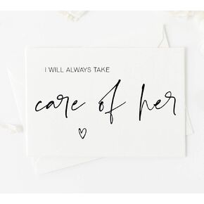 I Will Always Take Care of Her Wedding Day Card To Parents in Law, Gift for Mother of the Bride