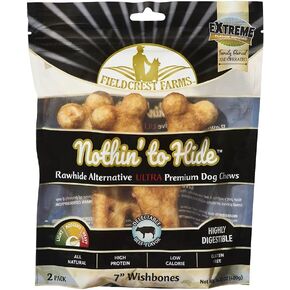 Fieldcrest Farms Nothing to Hide 7'' Bones for Dogs Natural Rawhide Alternative - Digestible Rawhide Free Dog Chews Long Lasting Bones for Large Dogs - Great for Dental Health (2 Count)