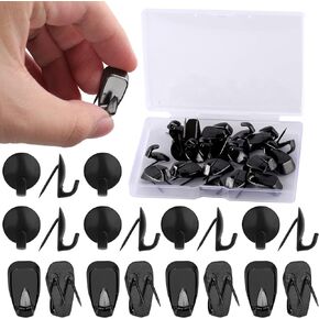 NQEUEPN 20pcs Cubicle Hooks, Metal Cubicle Clips for Fabric Small Walls Push Pin Hooks Picture Hanger Nails Push Pin Hangers for Office Home Kitchen Cork Board Cubicle Supplies (Black)