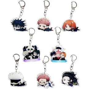 SanCak 8 قطعة سلسلة مفاتيح Fushiguro Megumi Itadori Yuuji Kugisaki Nobara Gojou Satoru سلاسل المفاتيح أنيمي معلقة Keyrings in Kuwait