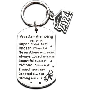 2024 Graduation Gifts for Her Him Class of 2024 Graduation Gifts for Teens Boys Girls Christian Senior High School College Grads Gifts 2024 Religious Keychain for Women Men Graduation Party Supplies