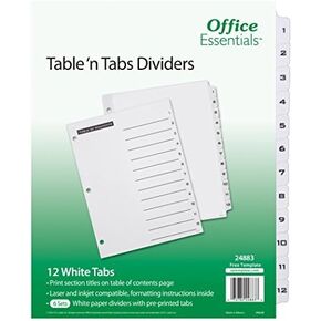 Table 'n Tabs Dividers, 8-1/2" x 11", 1-12 Tab, Black/White Tab, Laser/Inkjet, Pack of 6 (24883)