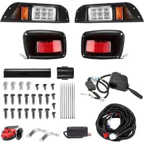VVAVV LED Upgrade Golf Cart LED Light Compatible with EZGO TXT 1996-2013 Gas & Electric Carts12V Street Legal Lights Kit with With LED Head Light Tail Lights Turn Signals Brake Lights