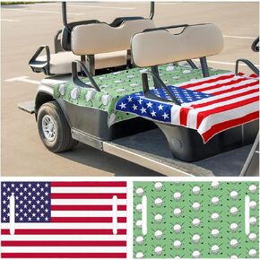 Drydiet 2 Pcs Microfiber Golf Cart Seat Cover Portable Golf Cart Seat Towel Blanket with Holes Lightweight Golf Seat Covers for Cart Golf Cart Accessories for Golf Gifts Men Club 2 Design 52 x 30 inch
