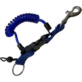 Scuba Choice Shark Coil Lanyard with 1 Steel Snap and Quick Release Buckles, Blue