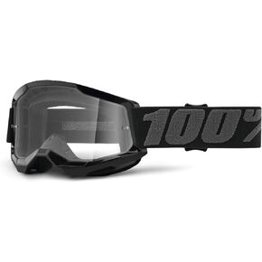 100% Strata 2 Youth Motocross & Mountain Bike Goggles - MX and MTB Racing Protective Eyewear (BLACK - Clear Lens) in Saudi Arabia