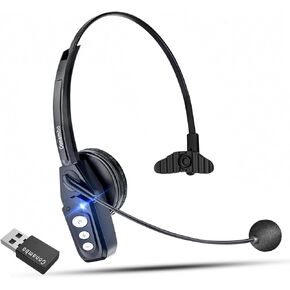Conambo Bluetooth Trucker Headset, Wireless BluetoothV5.0 Headphones with Noise Cancelling Mic & USB-A Dongle, 16Hrs HD Talktime and On-Ear Headset for Truck Driver Work Call Center Office Computer