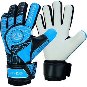 K-LO Goalkeeper Gloves: Savage Rise Soccer Goalie Gloves (Unisex, Youth, Kids & Adult) - Fingersaves for Protection | Strong Grip Palm | Sizes 4-11