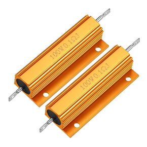 uxcell 2pcs Aluminum Case Resistor 100W 0.1 Ohm Wirewound Yellow for LED Replacement Converter 100W 0.1RJ