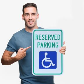 Reserved Parking Sign, Handicap Parking Sign 18" x 12" 0.83 mm Engineer Grade Reflective (EGR), Rust Free Aluminum, Weather Resistant, Waterproof with UV Protection