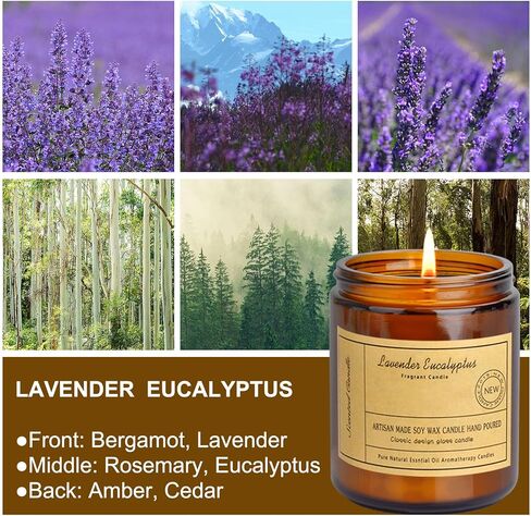 شموع العلاج العطري CIS، شموع الأوكالبتوس الخزامى 7 أونصة، شموع معطرة، شمعة شمع الصويا، تخفيف التوتر والاسترخاء كهدية عيد الأم in Kuwait