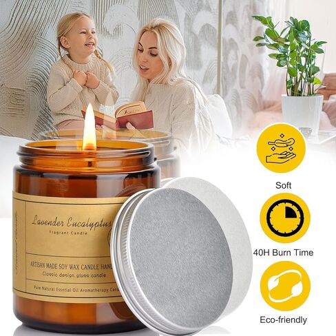 شموع العلاج العطري CIS، شموع الأوكالبتوس الخزامى 7 أونصة، شموع معطرة، شمعة شمع الصويا، تخفيف التوتر والاسترخاء كهدية عيد الأم in Kuwait