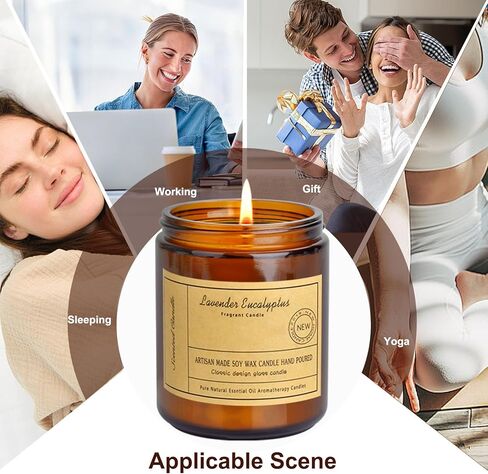 شموع العلاج العطري CIS، شموع الأوكالبتوس الخزامى 7 أونصة، شموع معطرة، شمعة شمع الصويا، تخفيف التوتر والاسترخاء كهدية عيد الأم in Kuwait