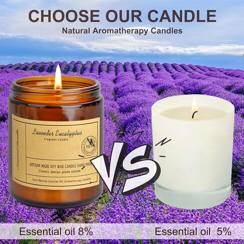 شموع العلاج العطري CIS، شموع الأوكالبتوس الخزامى 7 أونصة، شموع معطرة، شمعة شمع الصويا، تخفيف التوتر والاسترخاء كهدية عيد الأم in Kuwait