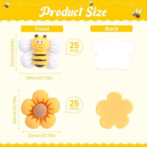 TXIN 50 قطعة زهرة النحل سحر مسطح، الراتنج كبوشن النحل الصغيرة مسطحة الظهر الزينة لطيف زهور الأقحوان الحرف الزينة الخرز DIY بها بنفسك مجوهرات الأظافر إكليل كعكة صياغة الديكورات in Kuwait