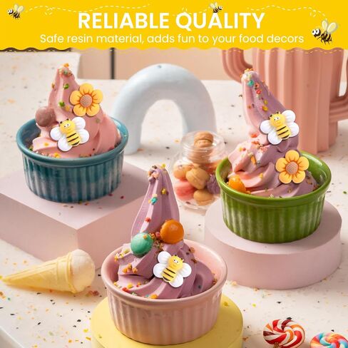 TXIN 50 قطعة زهرة النحل سحر مسطح، الراتنج كبوشن النحل الصغيرة مسطحة الظهر الزينة لطيف زهور الأقحوان الحرف الزينة الخرز DIY بها بنفسك مجوهرات الأظافر إكليل كعكة صياغة الديكورات in Kuwait