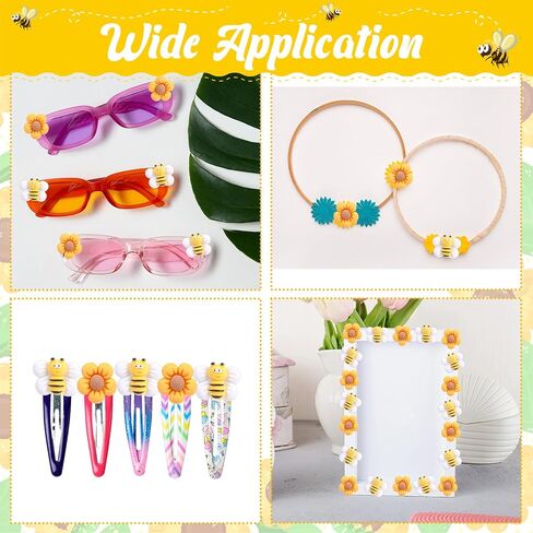 TXIN 50 قطعة زهرة النحل سحر مسطح، الراتنج كبوشن النحل الصغيرة مسطحة الظهر الزينة لطيف زهور الأقحوان الحرف الزينة الخرز DIY بها بنفسك مجوهرات الأظافر إكليل كعكة صياغة الديكورات in Kuwait