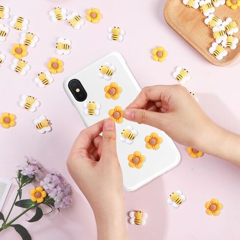 TXIN 50 قطعة زهرة النحل سحر مسطح، الراتنج كبوشن النحل الصغيرة مسطحة الظهر الزينة لطيف زهور الأقحوان الحرف الزينة الخرز DIY بها بنفسك مجوهرات الأظافر إكليل كعكة صياغة الديكورات in Kuwait