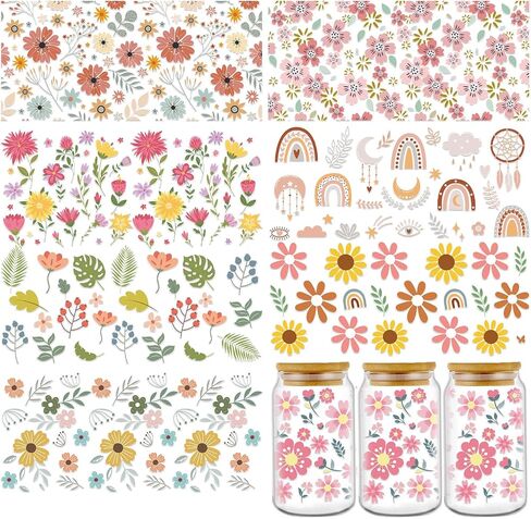 UV DTF Cup Wraps for 16 oz - 8 Sheets Fruit UV DTF Wraps, Strawberry Avocado Pineapple Watermelon Uvdtf Transfer for Glass, Waterproof Rub on Decals for Wood Crafts in Saudi Arabia