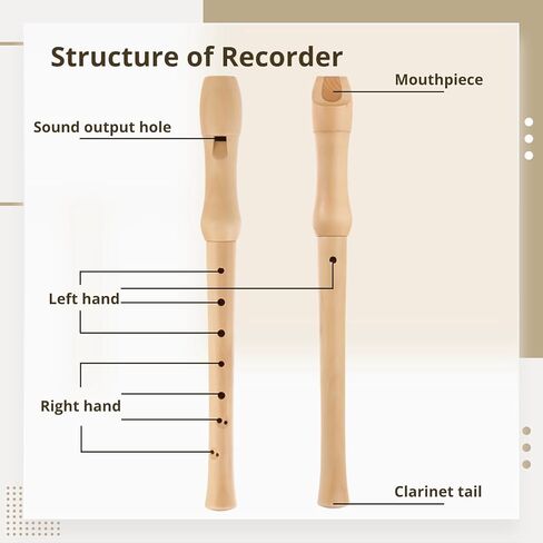 أداة تسجيل خشبية من Blockflöte Soprano مع حافظة صلبة، مسجل خشبي على الطراز الباروكي C بمفتاح C على الطراز البريطاني، أداة تسجيل للطلاب البالغين والمبتدئين in Kuwait