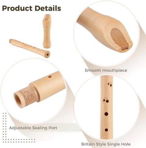 أداة تسجيل خشبية من Blockflöte Soprano مع حافظة صلبة، مسجل خشبي على الطراز الباروكي C بمفتاح C على الطراز البريطاني، أداة تسجيل للطلاب البالغين والمبتدئين in Kuwait