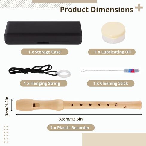 أداة تسجيل خشبية من Blockflöte Soprano مع حافظة صلبة، مسجل خشبي على الطراز الباروكي C بمفتاح C على الطراز البريطاني، أداة تسجيل للطلاب البالغين والمبتدئين in Kuwait